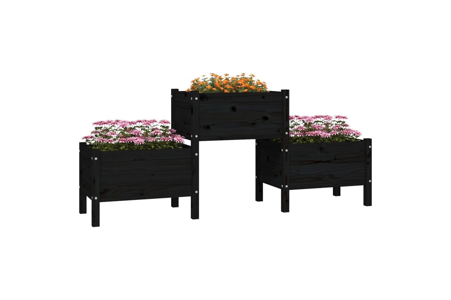 vidaXL 822251 Planter Black 178.5x44x75cm Solid Wood Pine-2