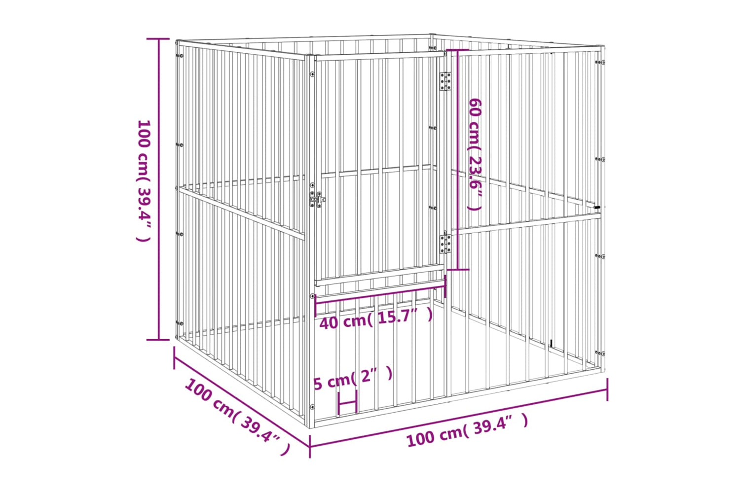 Vidaxl 172210 Dog Playpen 4 Panel Black Galvanised Steel-8
