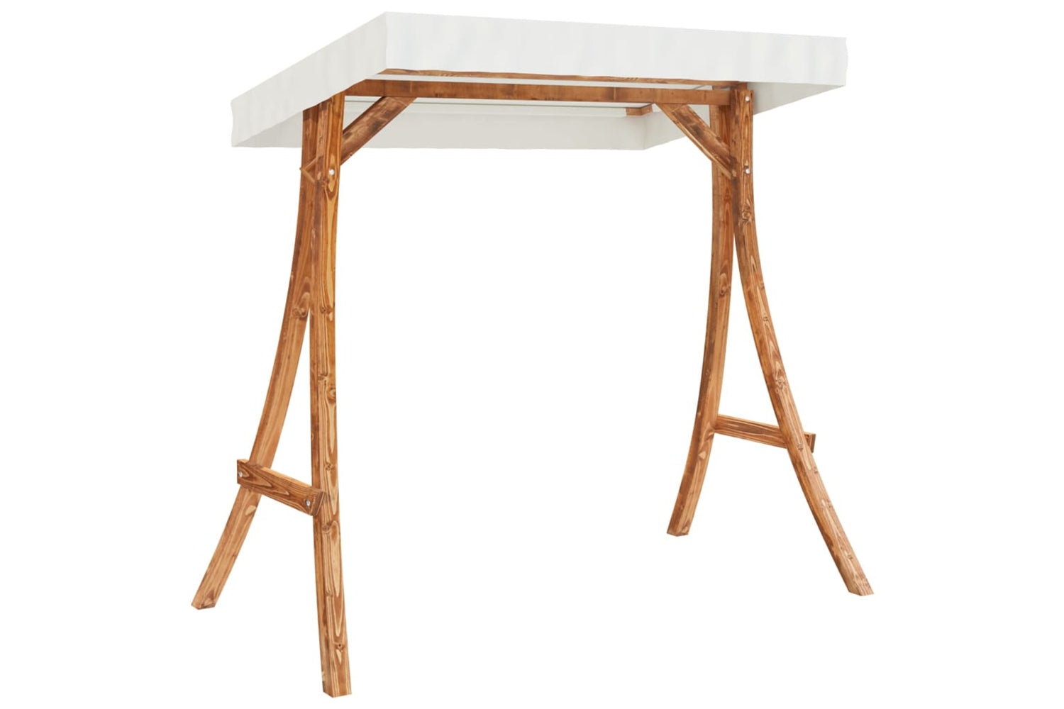 Vidaxl 313937 Swing Frame With Cream Roof Solid Bent Wood With Teak Finish-2