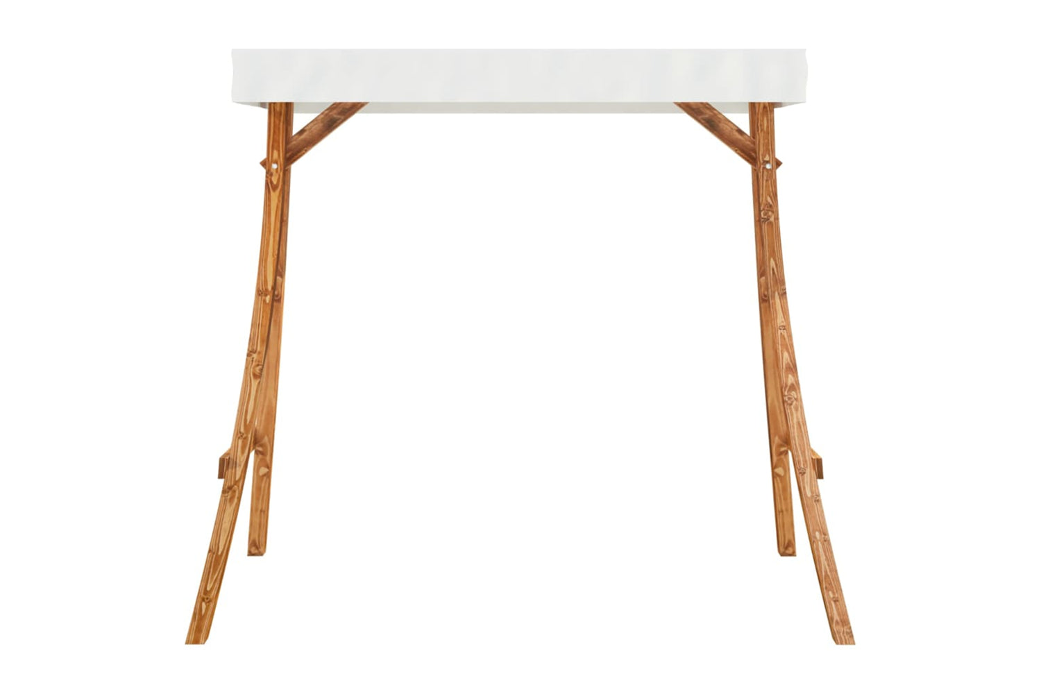 Vidaxl 313937 Swing Frame With Cream Roof Solid Bent Wood With Teak Finish-3