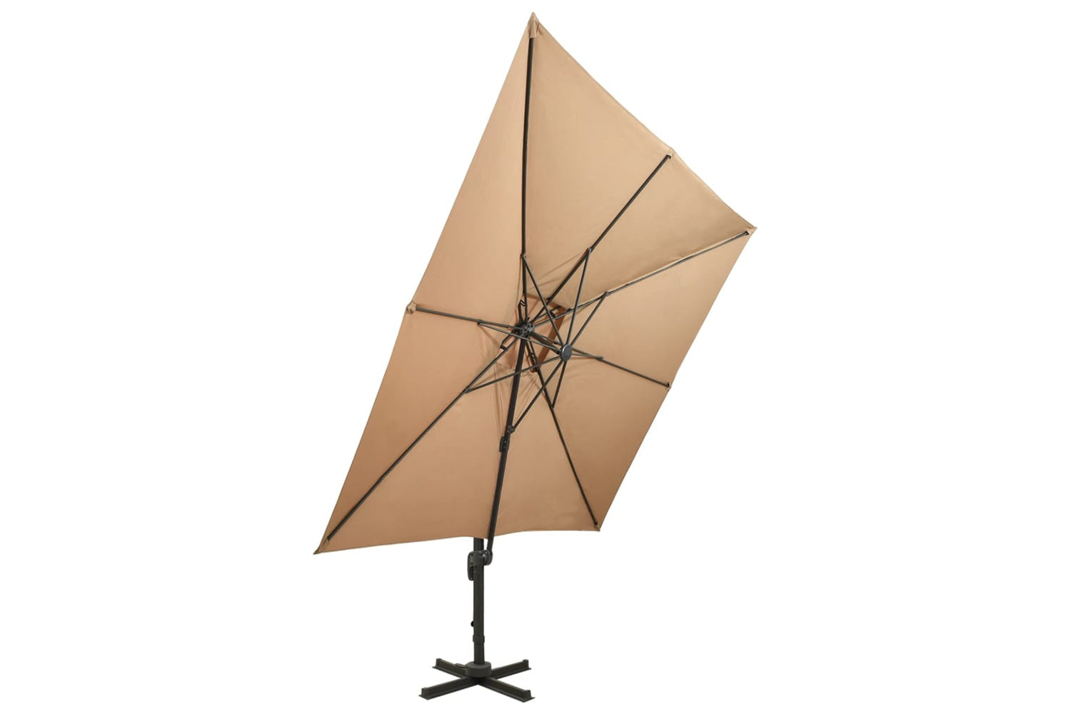 vidaXL 312374 Cantilever Umbrella With Double Top 300x300cm Taupe-2