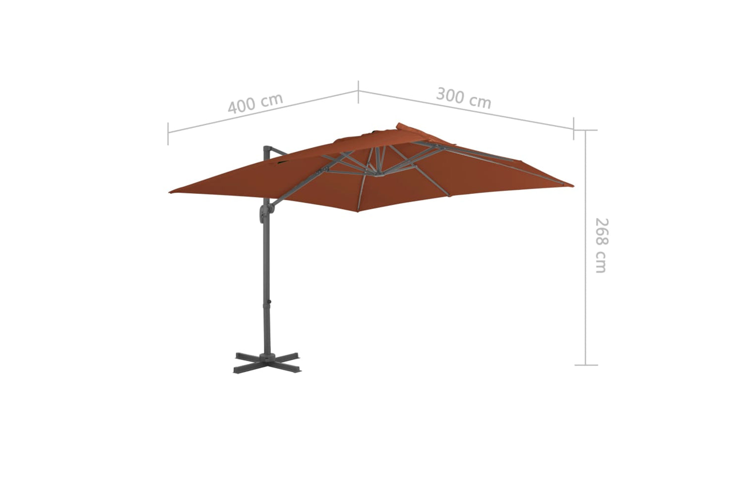 vidaXL 312317 Cantilever Umbrella With Aluminium Pole Terracotta 400x300cm-8