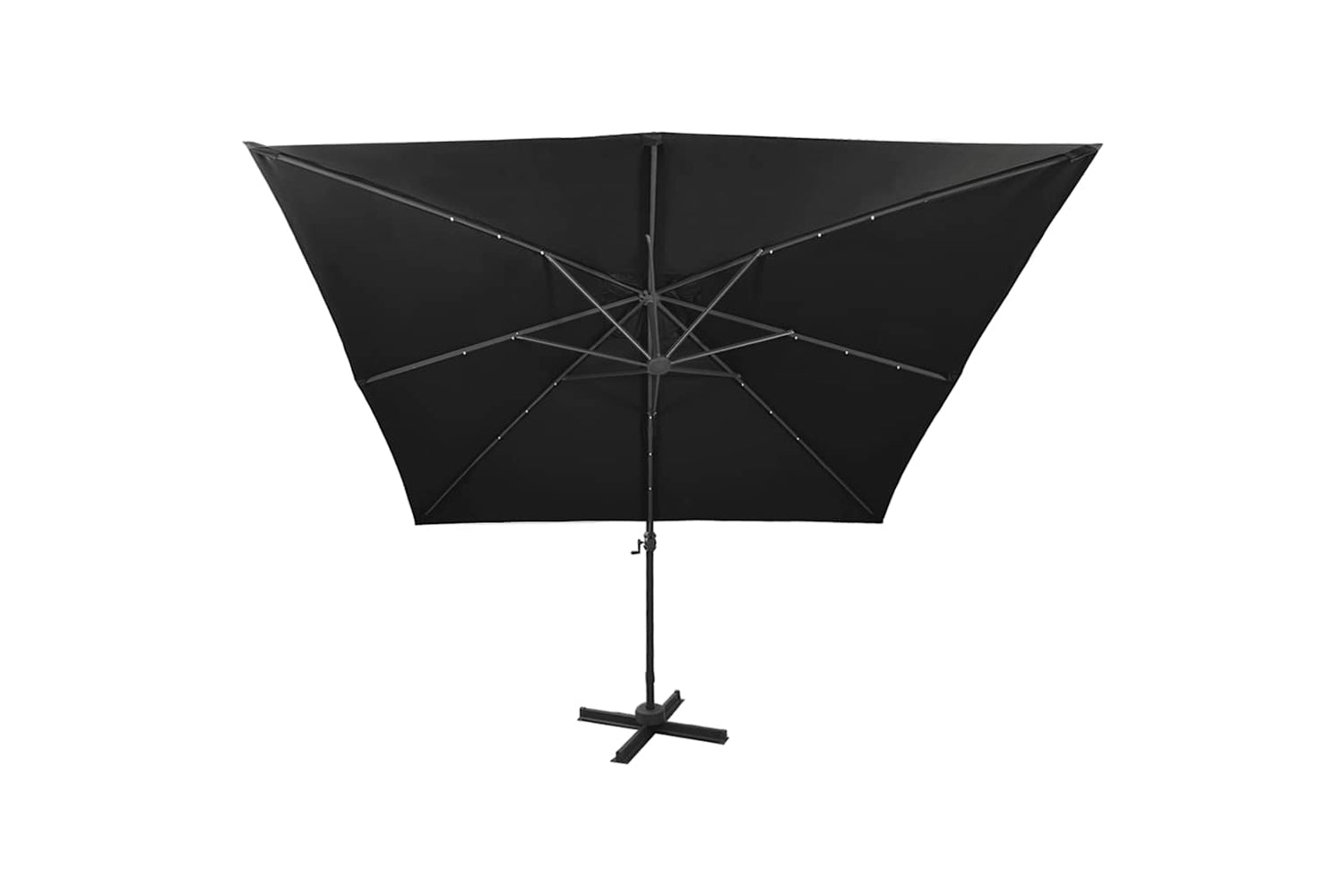 Vidaxl Cantilever Umbrella With Pole And Led Lights Black 300 Cm-7