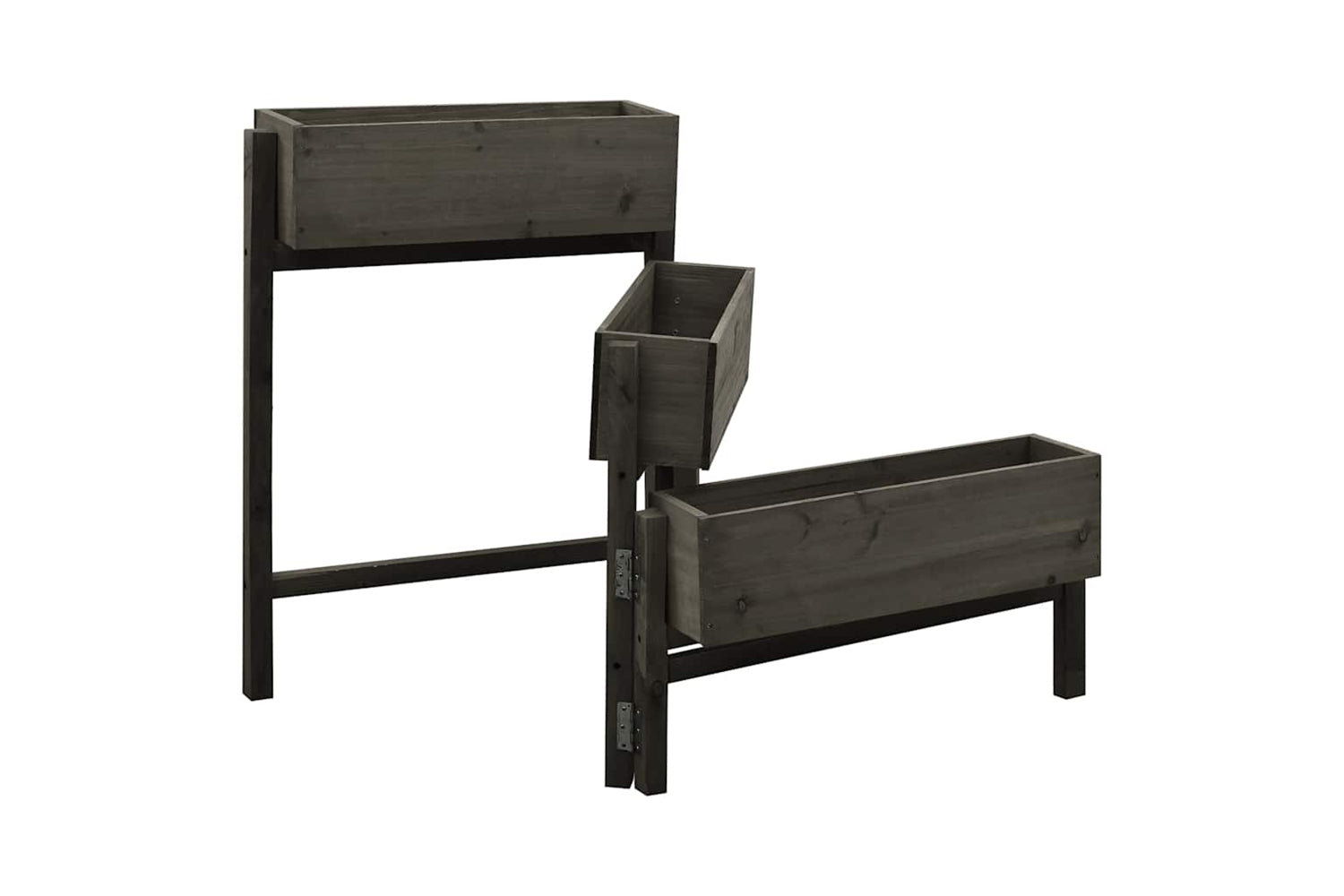 vidaXL 314841 Garden Folding Planter Grey 60x14x75cm Solid Firwood-2
