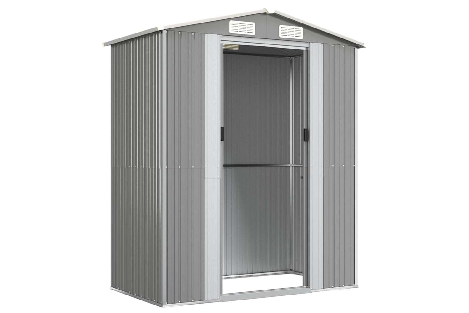 vidaXL 319269 Garden Shed Light Grey 192x108x223cm Galvanised Steel-3