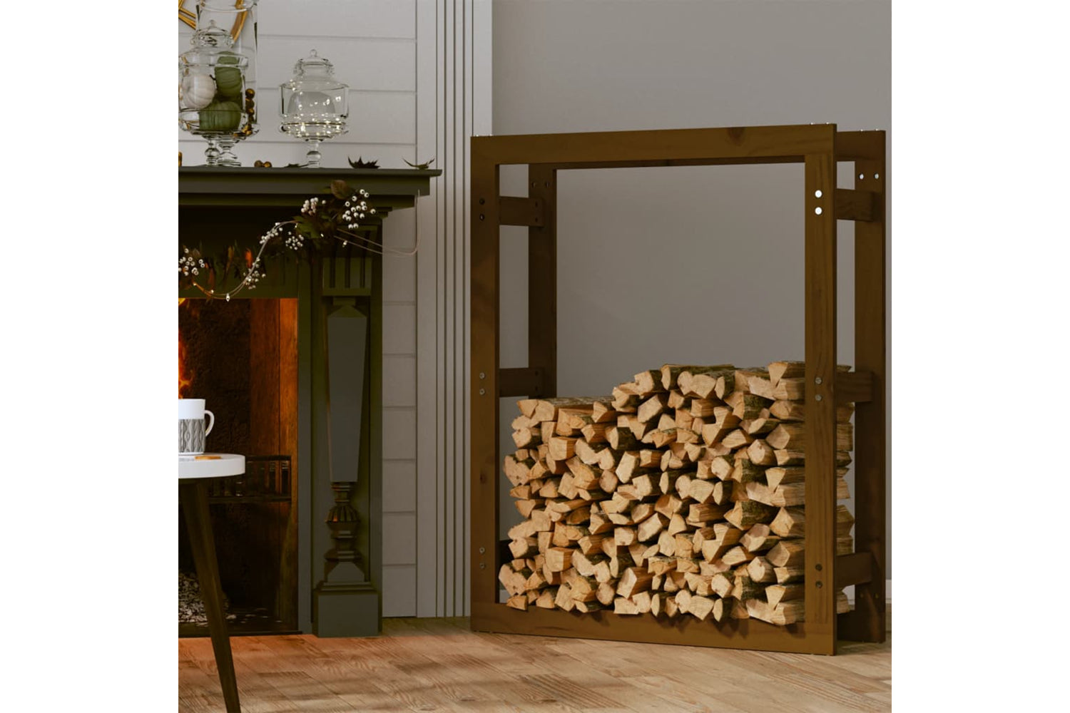 vidaXL 822420 Firewood Rack Honey Brown 80x25x100cm Solid Wood Pine-2