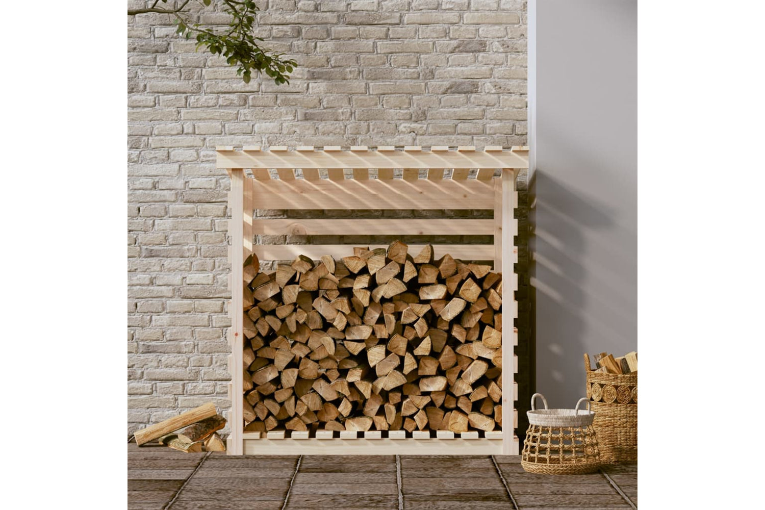 vidaXL 822222 Firewood Rack 108x73x108cm Solid Wood Pine-2