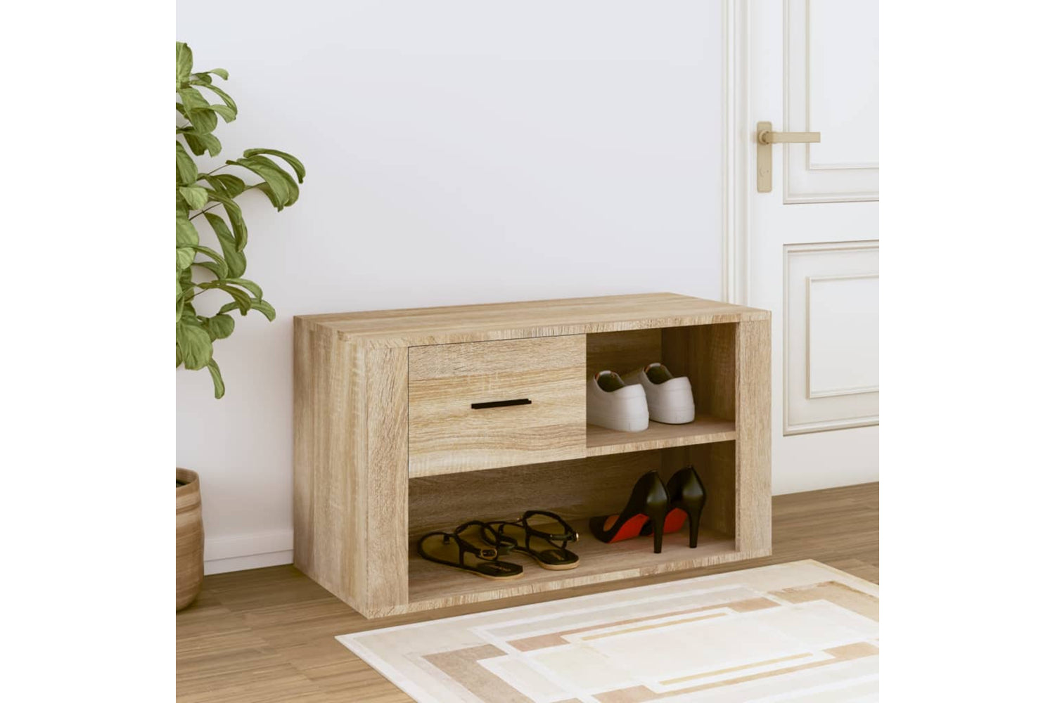 vidaXL 816755 Shoe Cabinet Sonoma Oak 80x35x45cm Engineered Wood-2