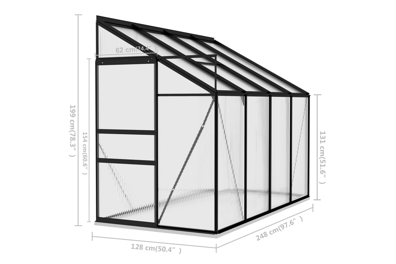 vidaXL 312051 Greenhouse Anthracite Aluminium 5.24 MÃƒÂ¢Ã‚Â³-8