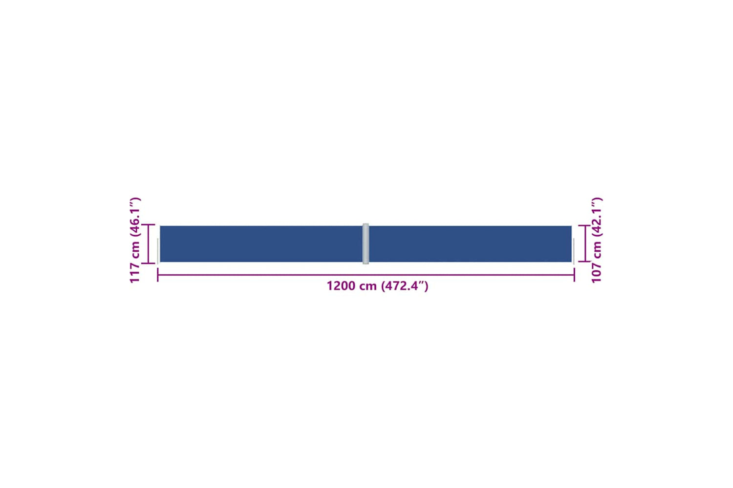vidaXL 318058 Retractable Side Awning Blue 117x1200cm-7