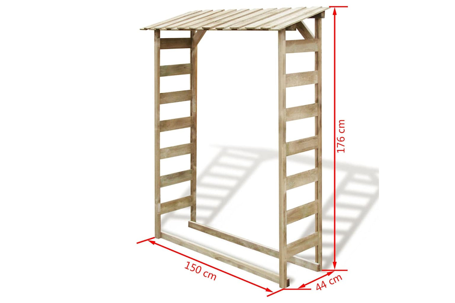 vidaXL 42956 Firewood Storage Shed 150x44x176cm Impregnated Pinewood-5
