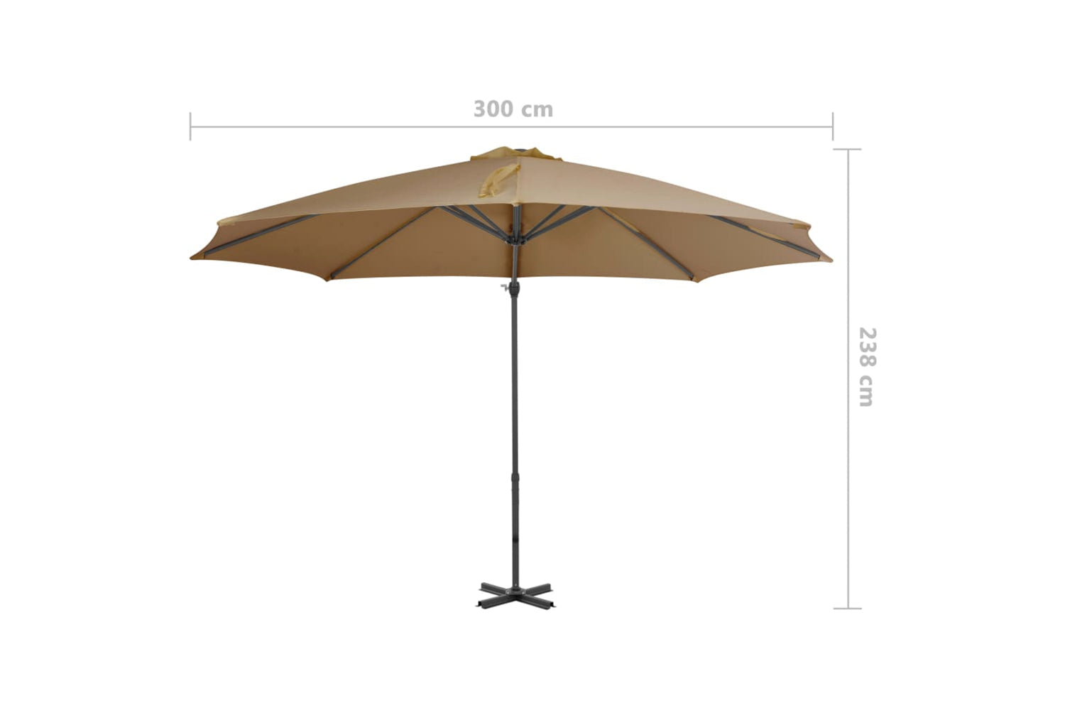 vidaXL 44623 Cantilever Umbrella With Aluminium Pole Taupe 300cm-8