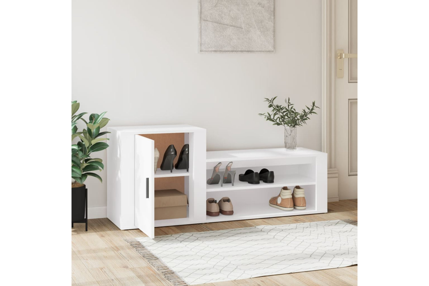 vidaXL 816744 Shoe Cabinet White 130x35x54cm Engineered Wood-2