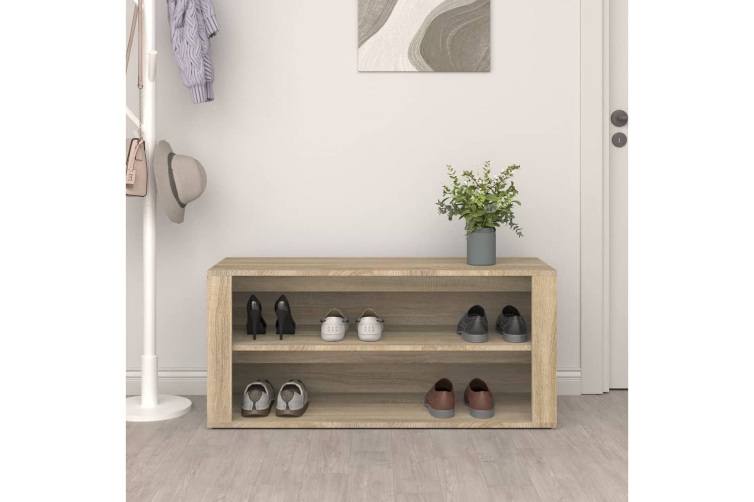 vidaXL 816907 Shoe Rack Sonoma Oak 100x35x45cm Engineered Wood-2
