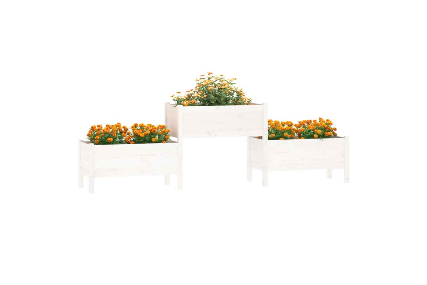 vidaXL 822253 Planter White 245.5x44x75cm Solid Wood Pine-2