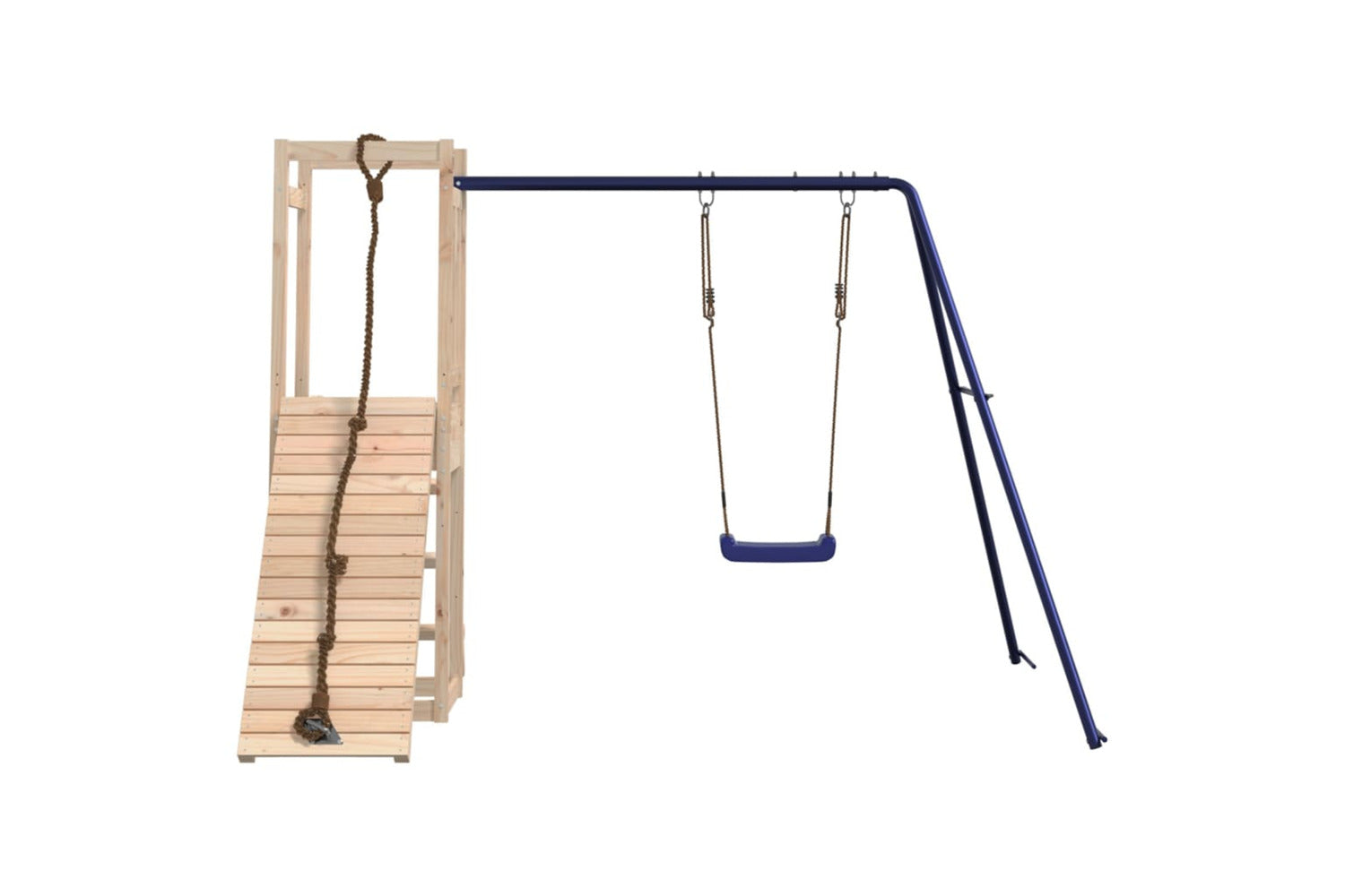 Vidaxl 3155918 Playhouse With Swing Climbing Wall Solid Wood Pine-3
