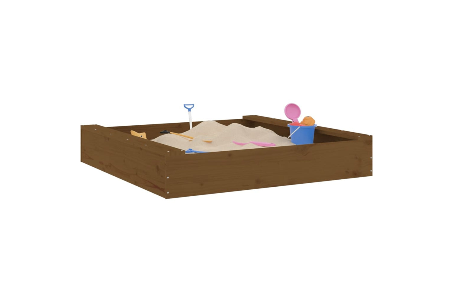 vidaXL 825033 Sandbox With Seats Honey Brown Square Solid Wood Pine-2
