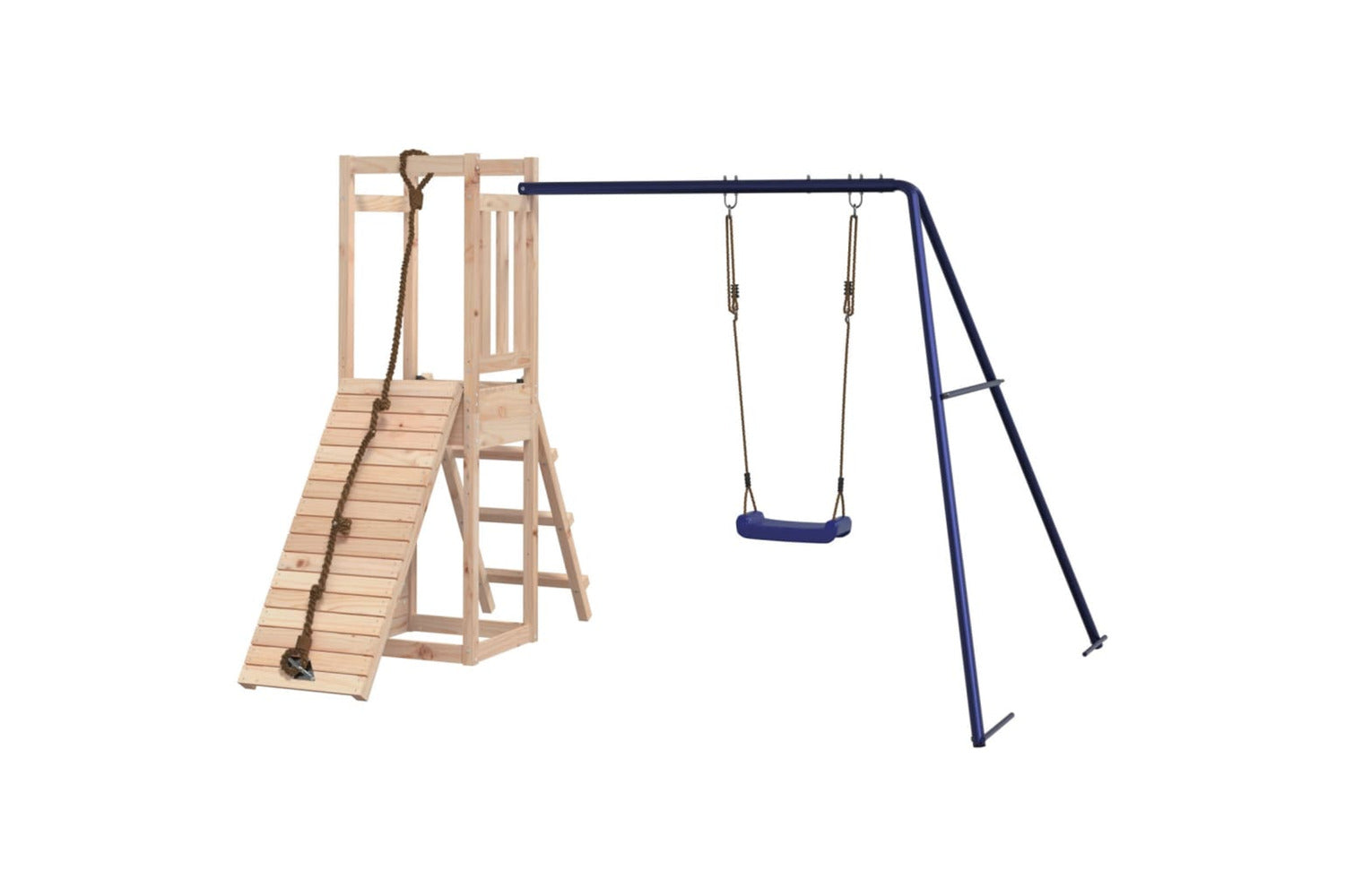 Vidaxl 3155918 Playhouse With Swing Climbing Wall Solid Wood Pine-7