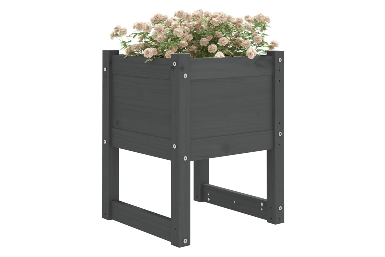 vidaXL 822111 Planter Grey 40x40x52.5cm Solid Wood Pine-2