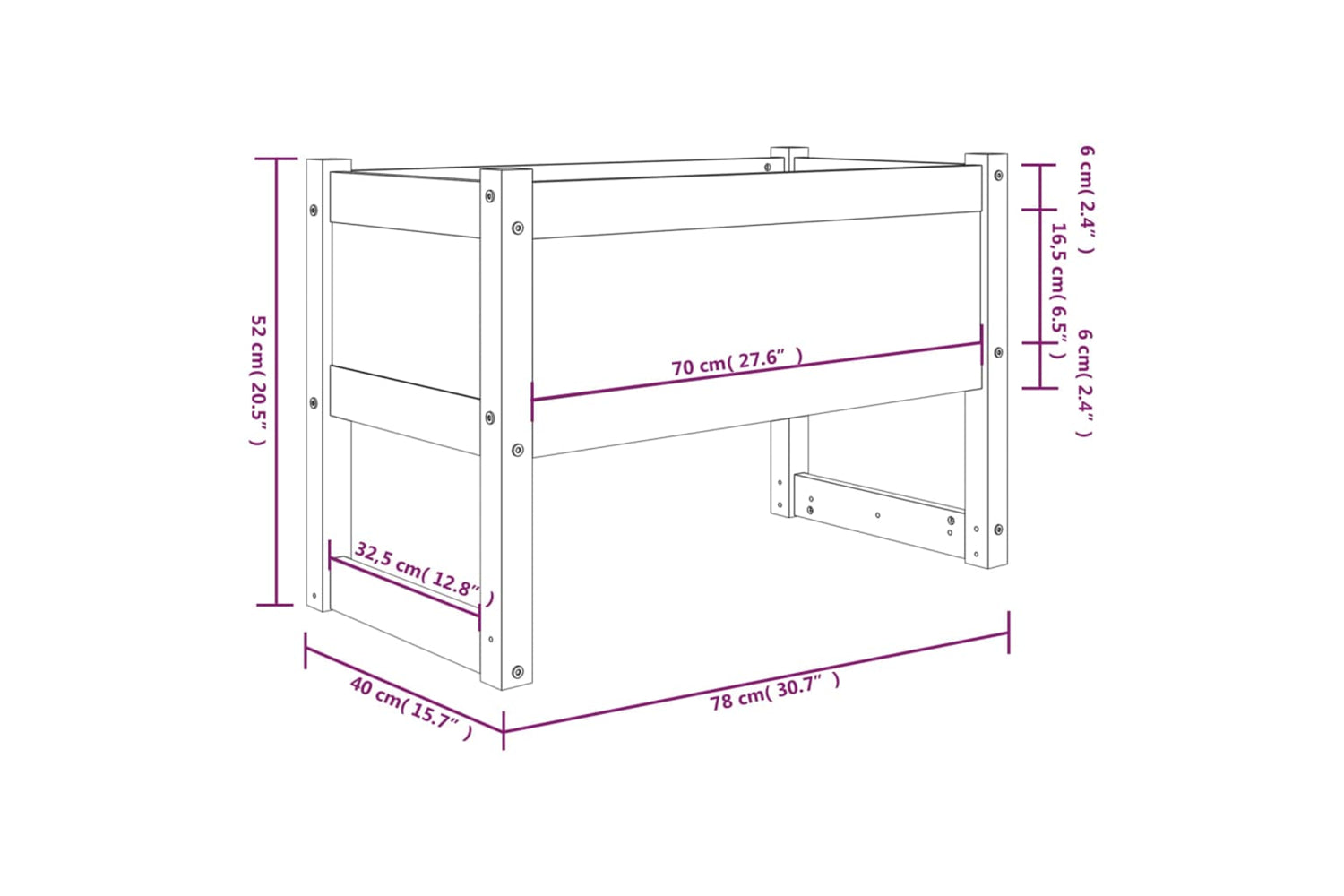 vidaXL 822120 Planter Honey Brown 78x40x52cm Solid Wood Pine-6