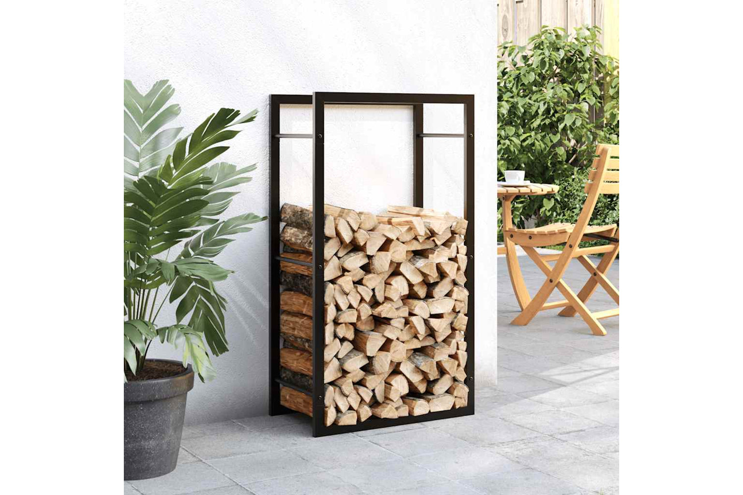vidaXL 350305 Firewood Rack Matt Black 50x28x94cm Steel-2