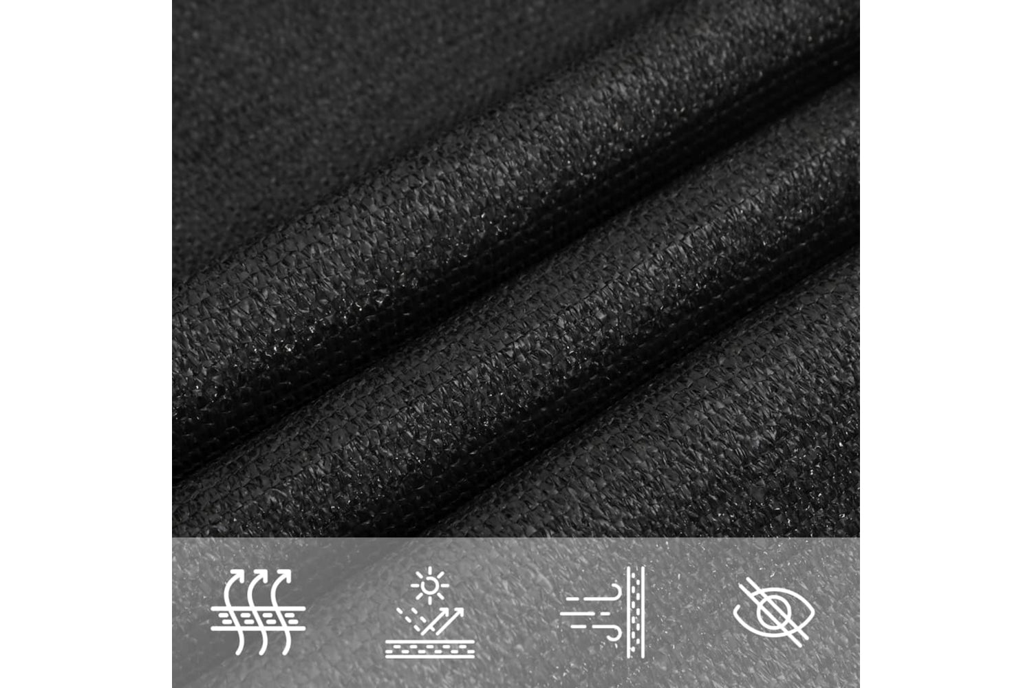 vidaXL 311717 Sunshade Sail 160 G/mÂ² Black 4.5x4.5 M Hdpe-6