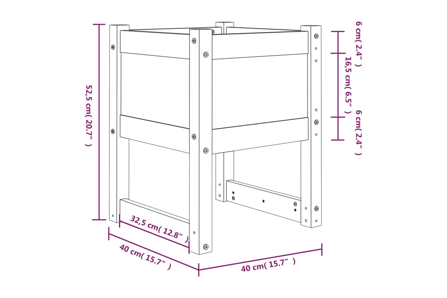vidaXL 822107 Planter 40x40x52.5cm Solid Wood Pine-6