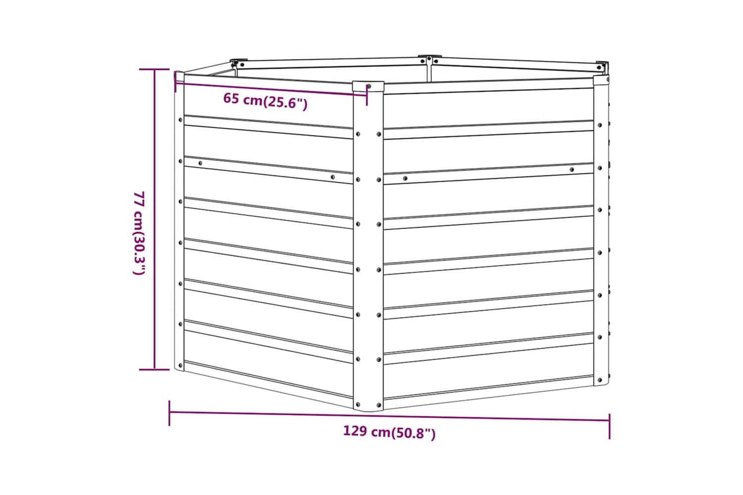 Vidaxl Garden Raised Bed Rusty 129x129x77 Cm Corten Steel-6