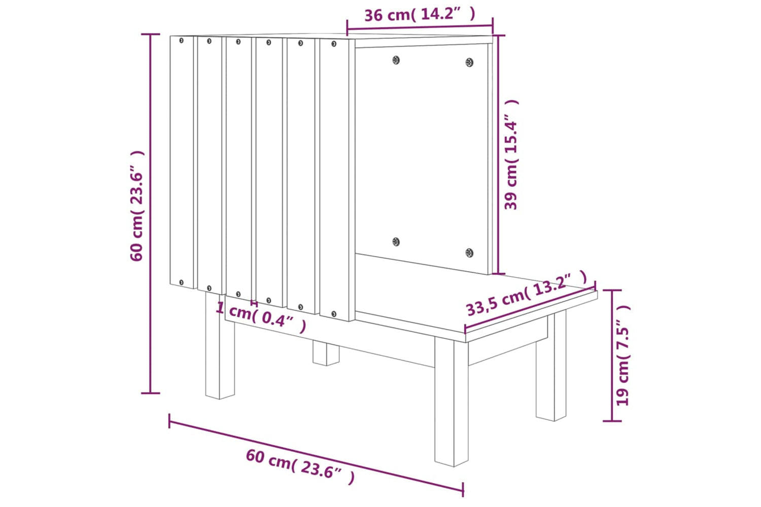 vidaXL 822453 Cat House White 60x36x60cm Solid Wood Pine-7