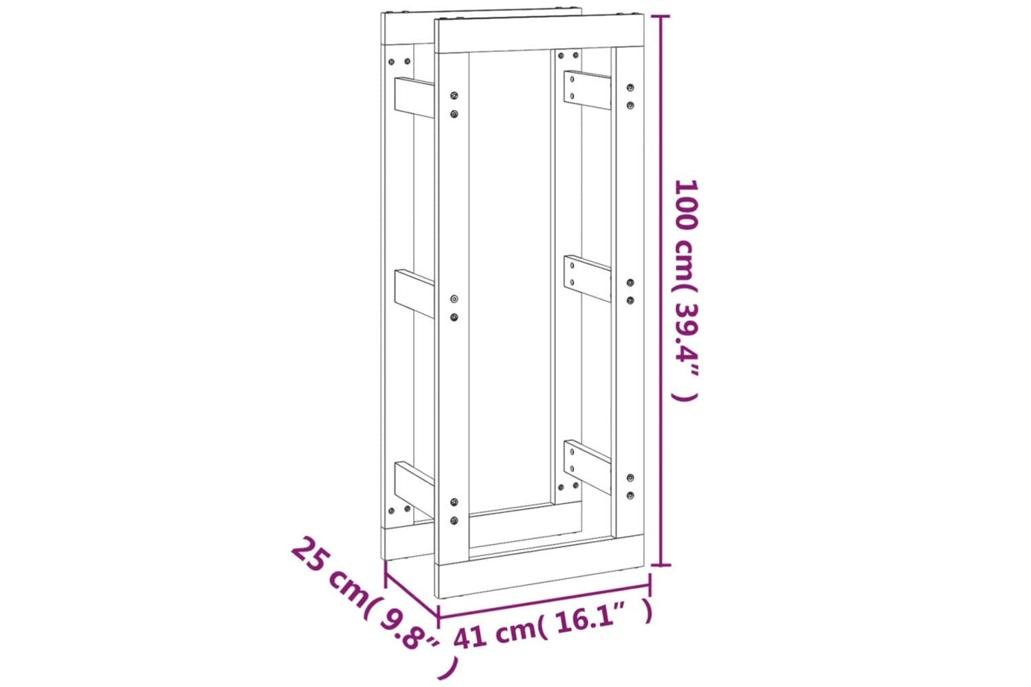 vidaXL 822408 Firewood Rack White 41x25x100cm Solid Wood Pine-7