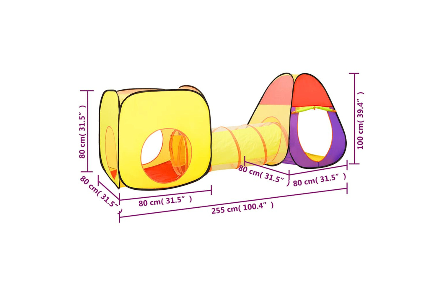 Vidaxl Children Play Tent Multicolour 255x80x100 Cm-8