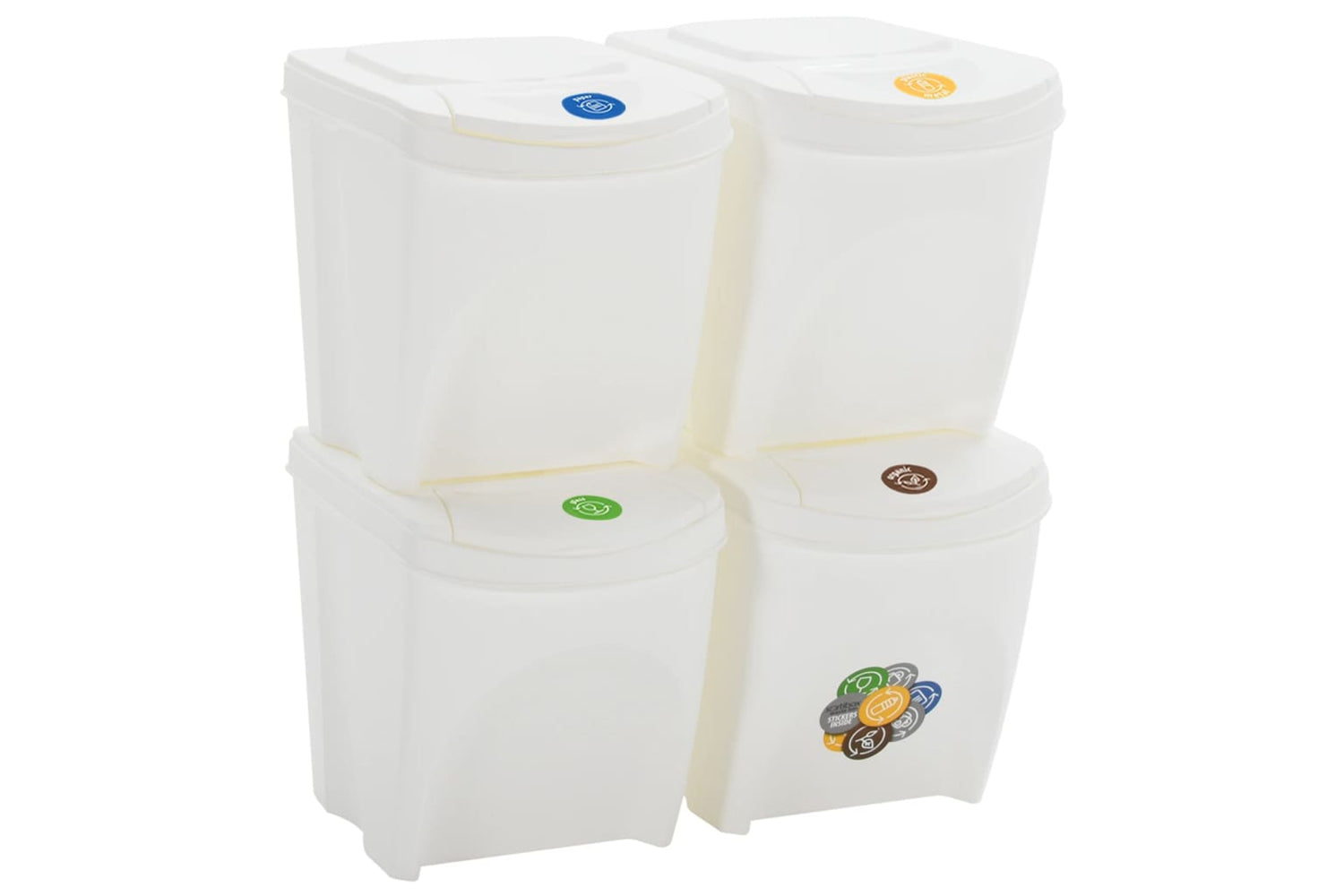 Vidaxl 152201 Stackable Garbage Bin Boxes 4 Pcs White 100 L Polypropylene-2