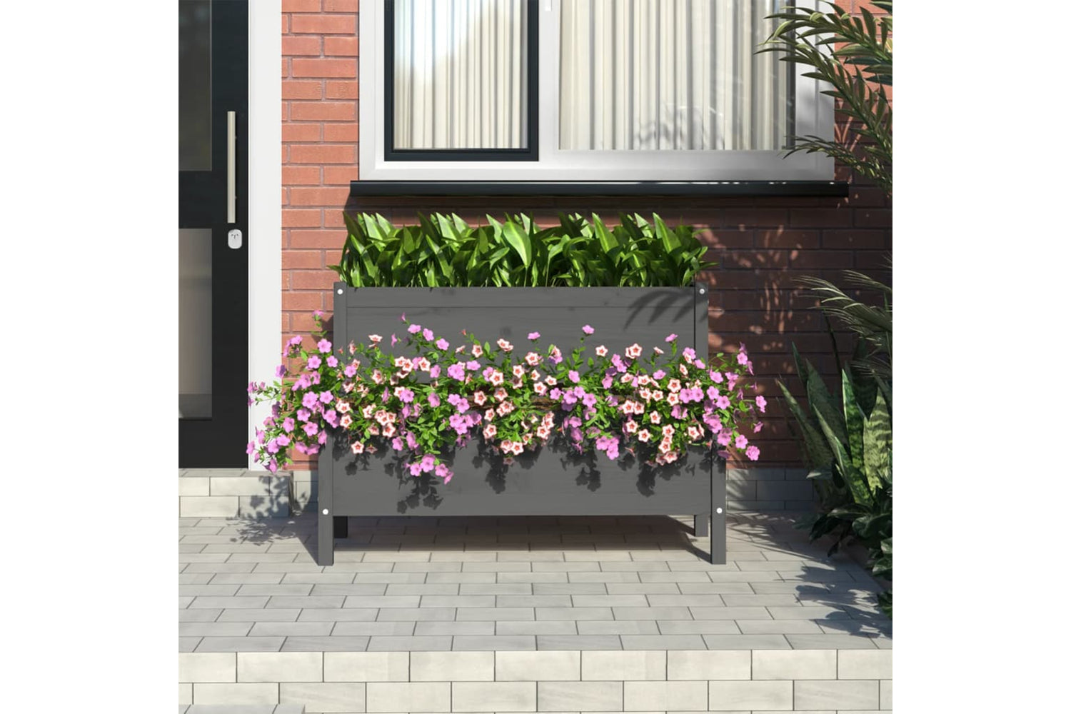 vidaXL 822264 Planter Grey 110x84x75cm Solid Wood Pine-2