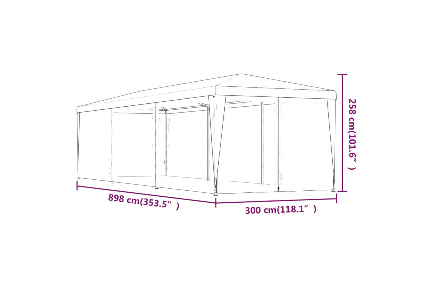 Vidaxl 319245 Party Tent With 8 Mesh Sidewalls Red 3x9 M Hdpe-6