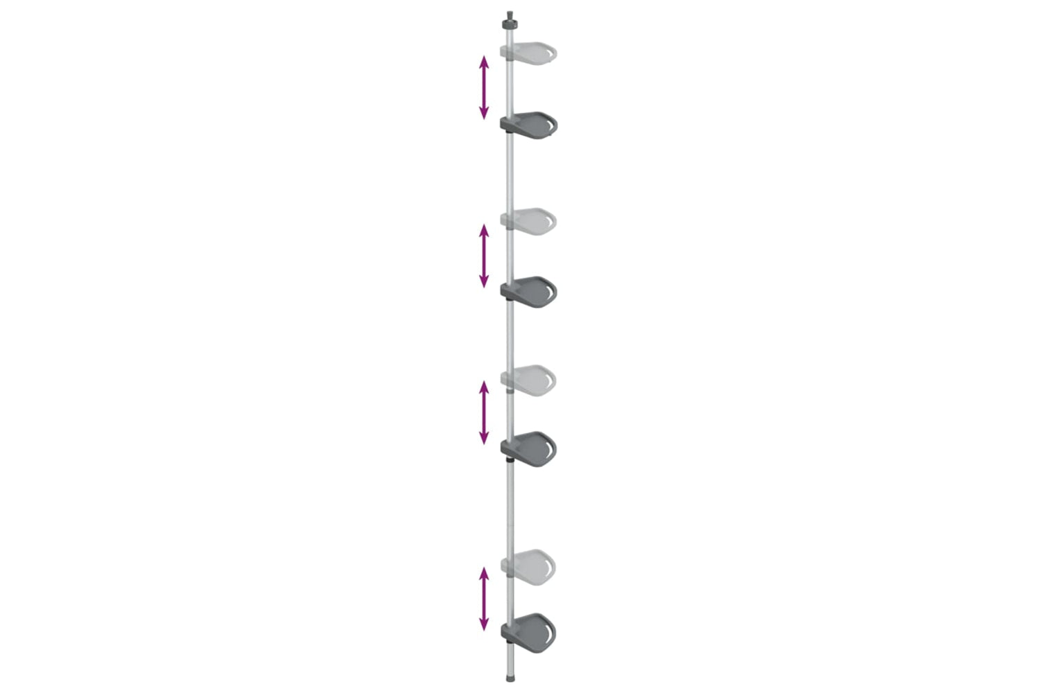 Vidaxl 344382 4-tier Telescopic Shower Corner Shelf Silver Aluminium-3