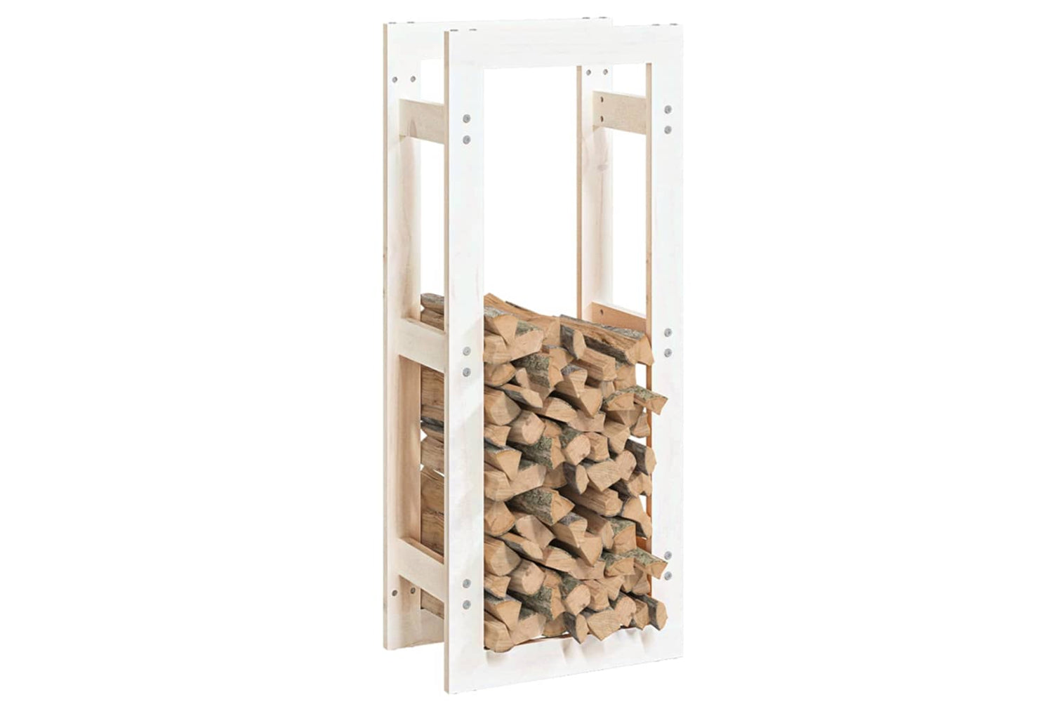 vidaXL 822408 Firewood Rack White 41x25x100cm Solid Wood Pine-3