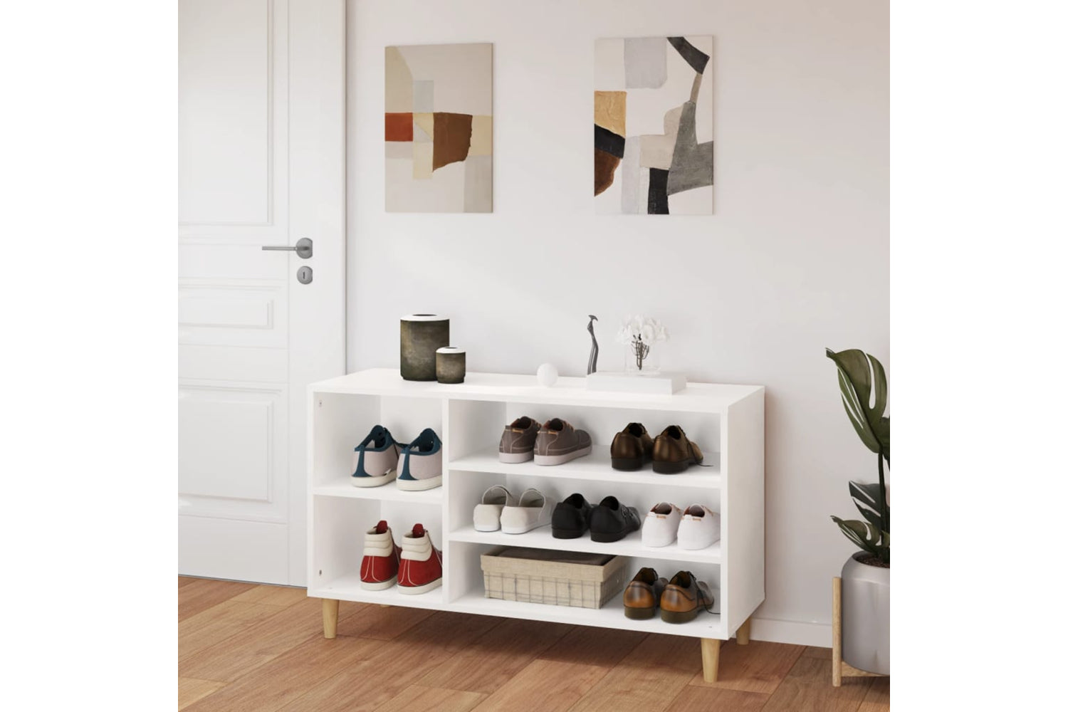 vidaXL 819740 Shoe Cabinet White 102x36x60cm Engineered Wood-2
