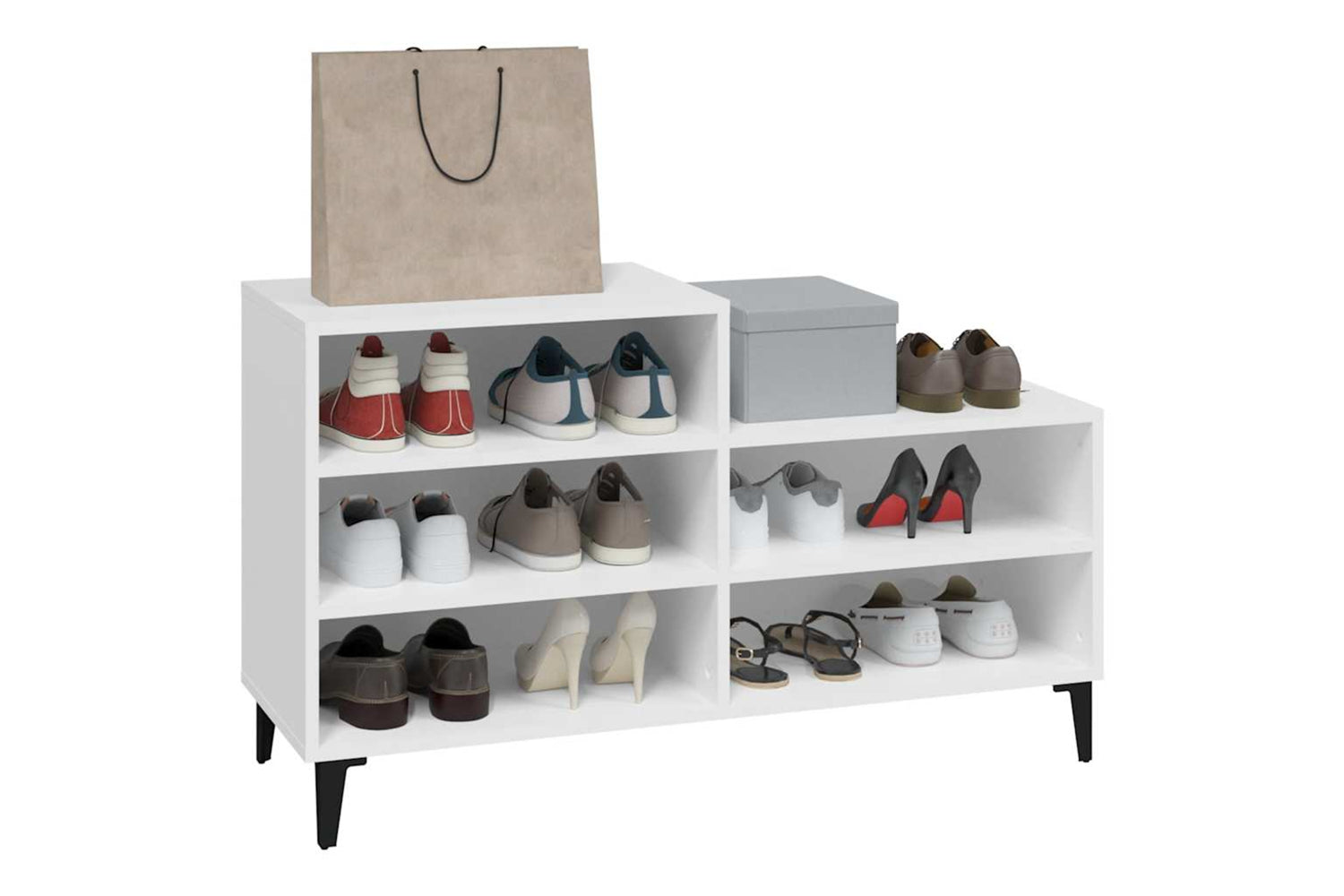 vidaXL 819732 Shoe Cabinet White 102x36x60cm Engineered Wood-6
