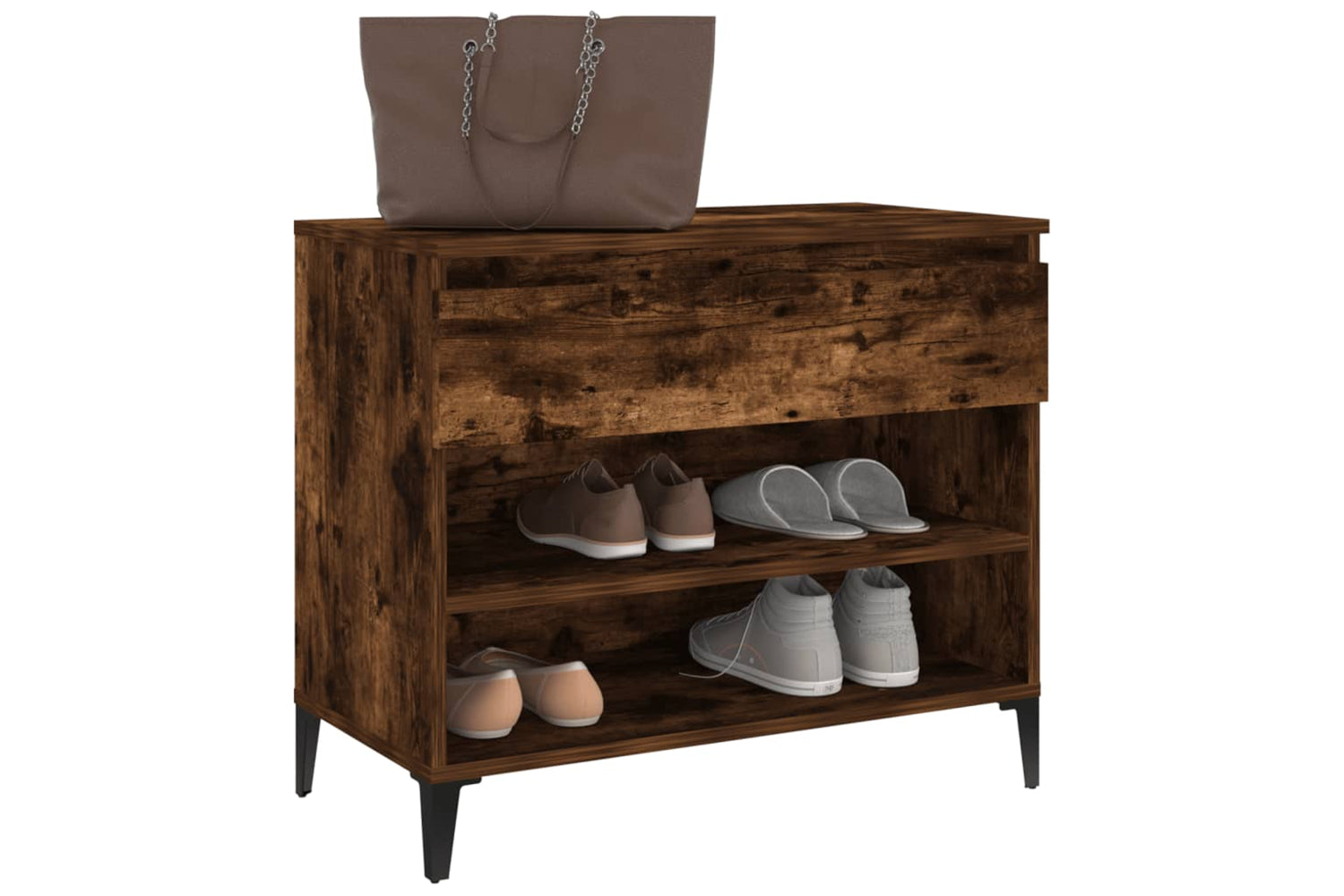 vidaXL 819769 Shoe Cabinet Smoked Oak 70x36x60cm Engineered Wood-3