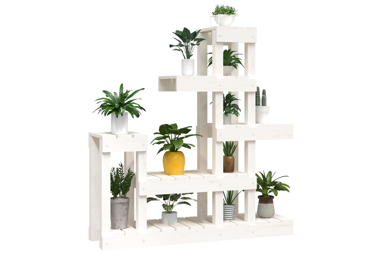 vidaXL 822103 Plant Stand White 92x25x97cm Solid Wood Pine-3
