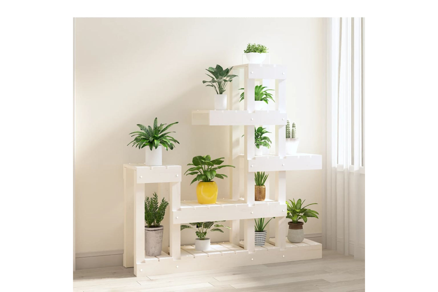 vidaXL 822103 Plant Stand White 92x25x97cm Solid Wood Pine-2