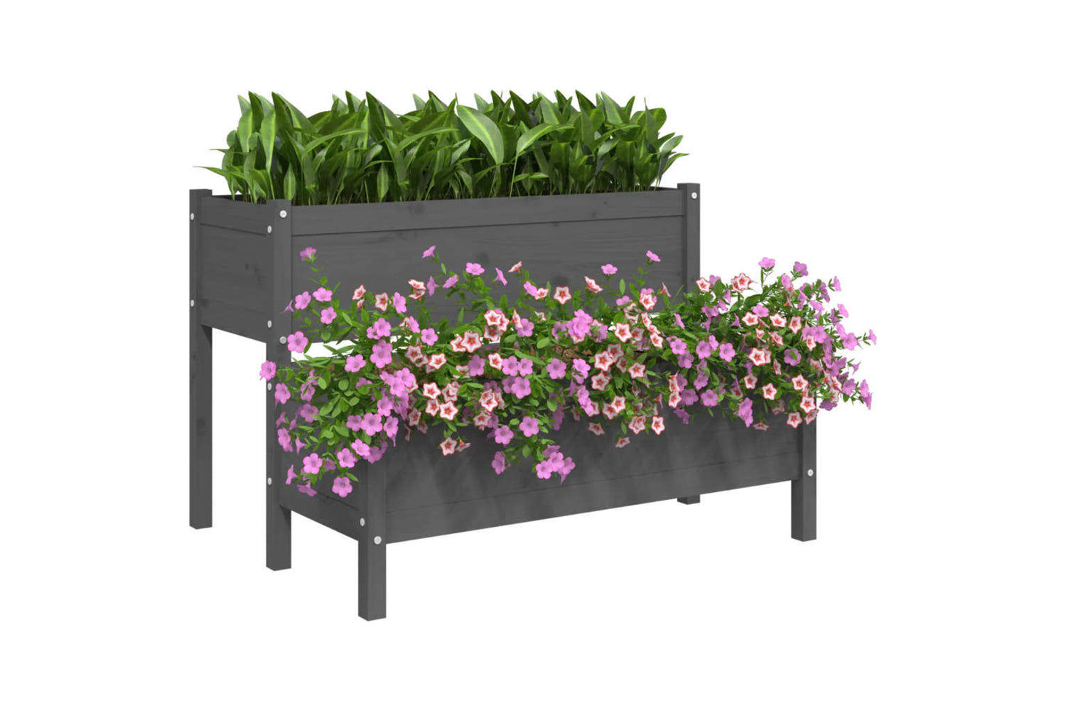 vidaXL 822264 Planter Grey 110x84x75cm Solid Wood Pine-3