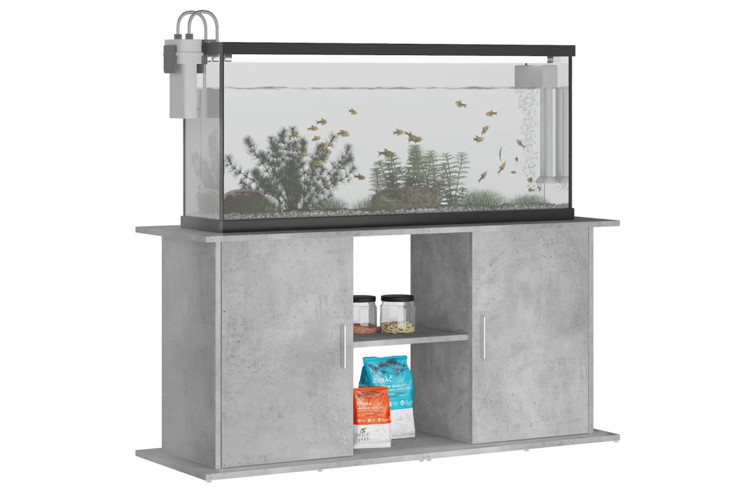 vidaXL 833619 Aquarium Stand Concrete Grey 121x41x58cm Engineered Wood-2