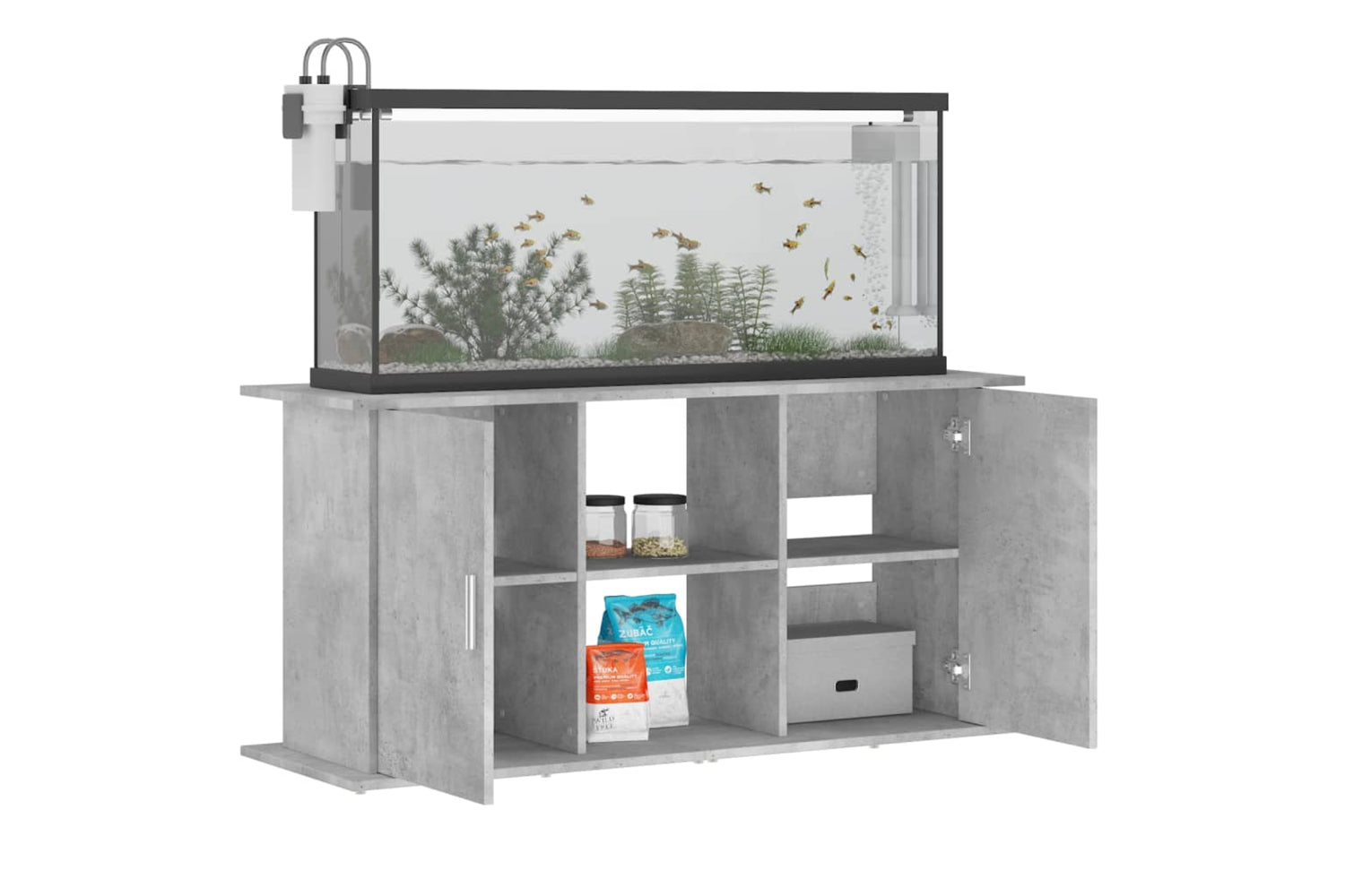 vidaXL 833619 Aquarium Stand Concrete Grey 121x41x58cm Engineered Wood-3
