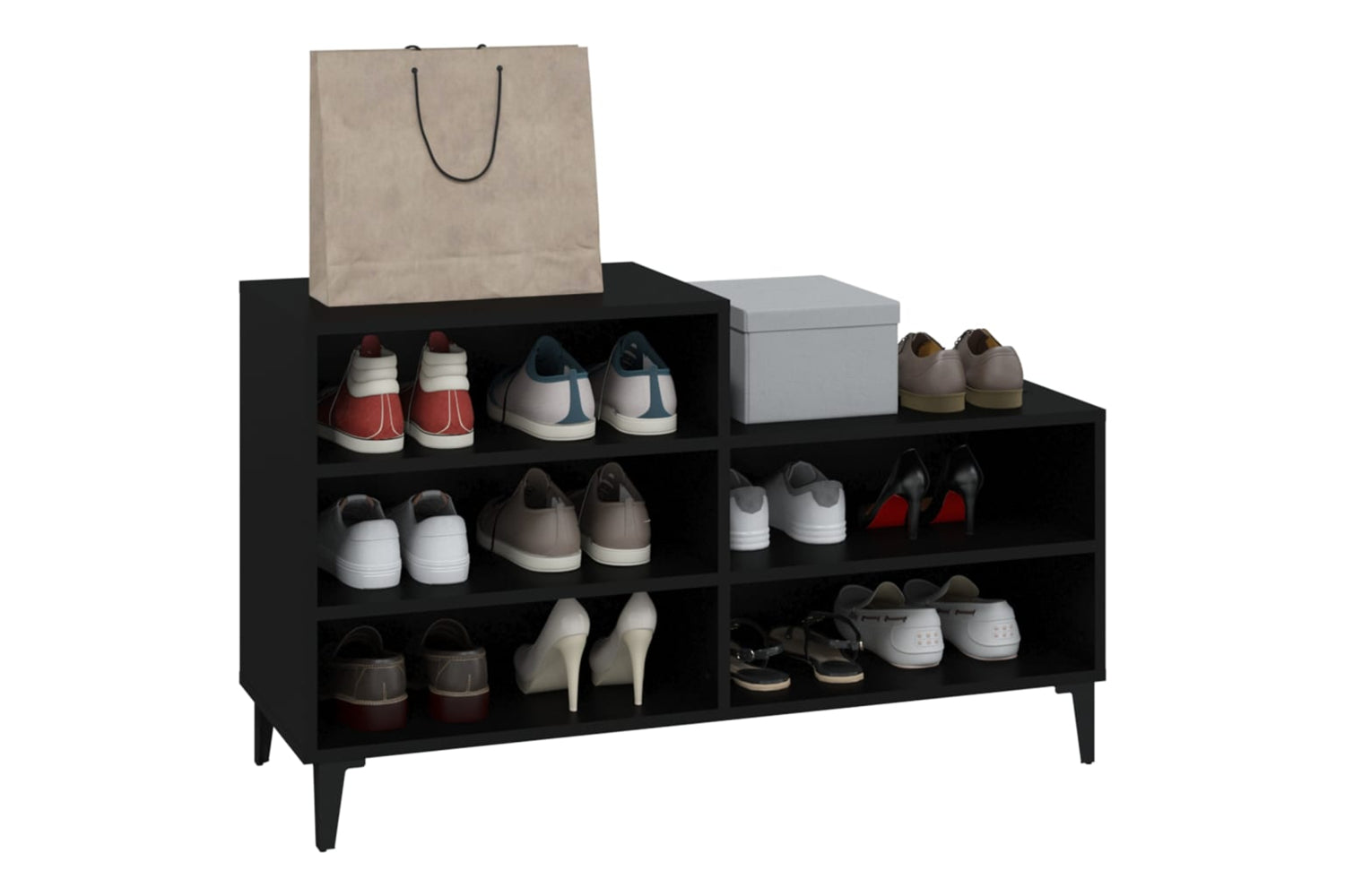 vidaXL 819733 Shoe Cabinet Black 102x36x60cm Engineered Wood-6