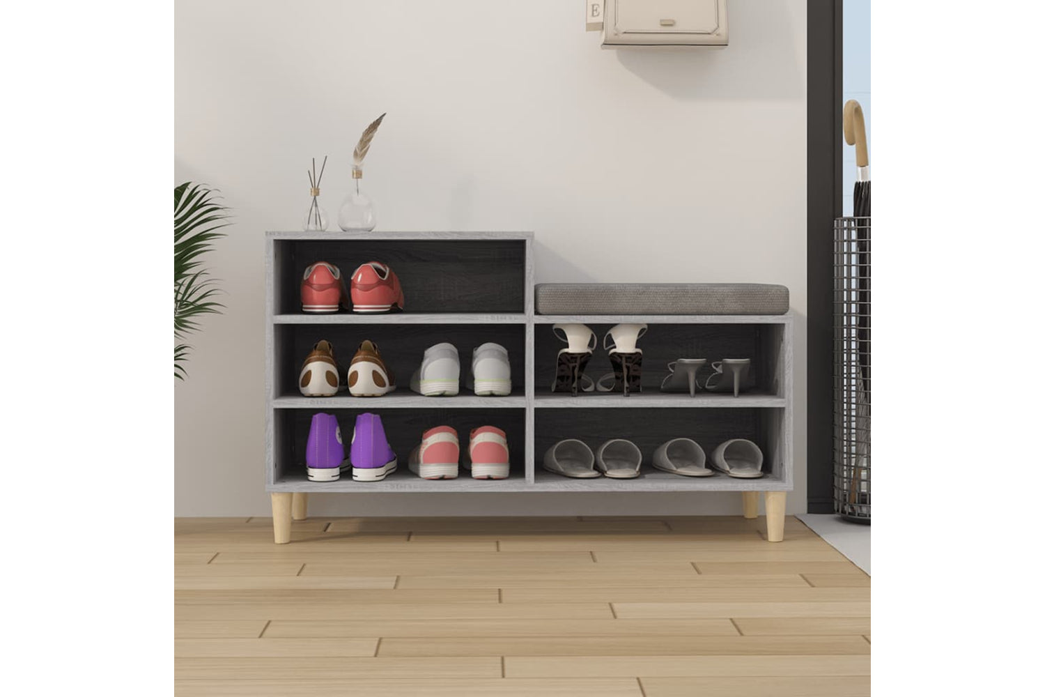 vidaXL 819730 Shoe Cabinet Grey Sonoma 102x36x60cm Engineered Wood-2