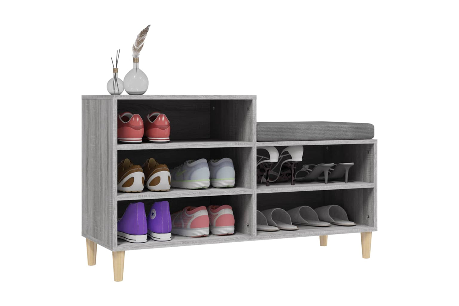 vidaXL 819730 Shoe Cabinet Grey Sonoma 102x36x60cm Engineered Wood-3