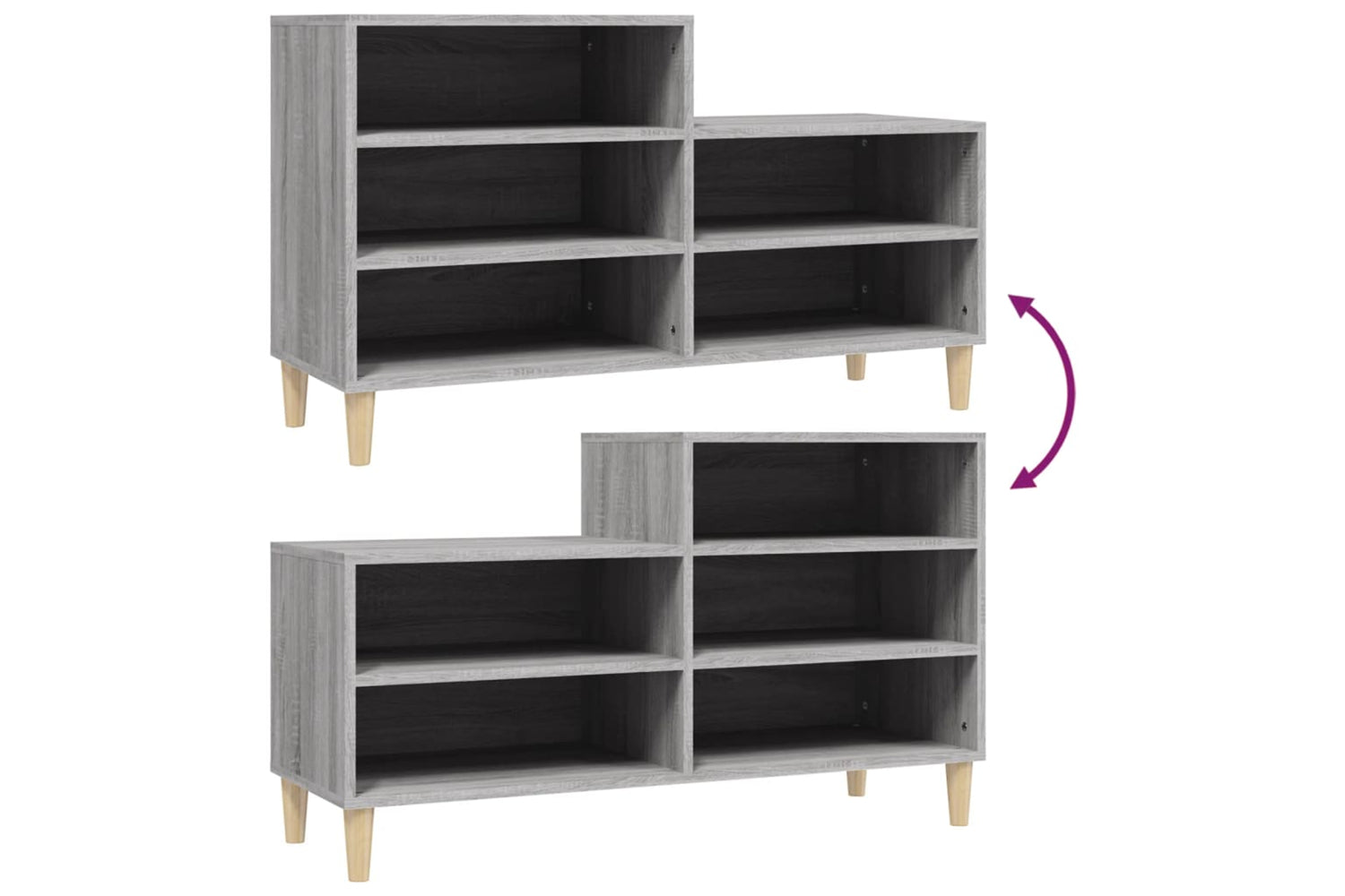 vidaXL 819730 Shoe Cabinet Grey Sonoma 102x36x60cm Engineered Wood-6