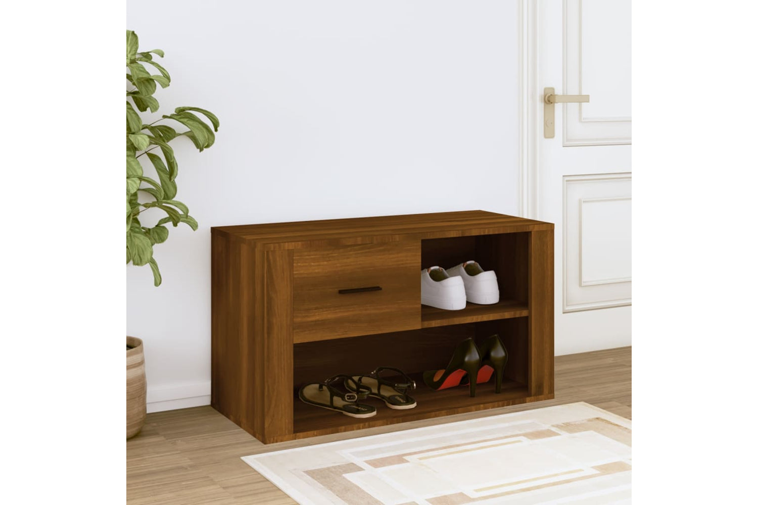 vidaXL 816759 Shoe Cabinet Brown Oak 80x35x45cm Engineered Wood-2