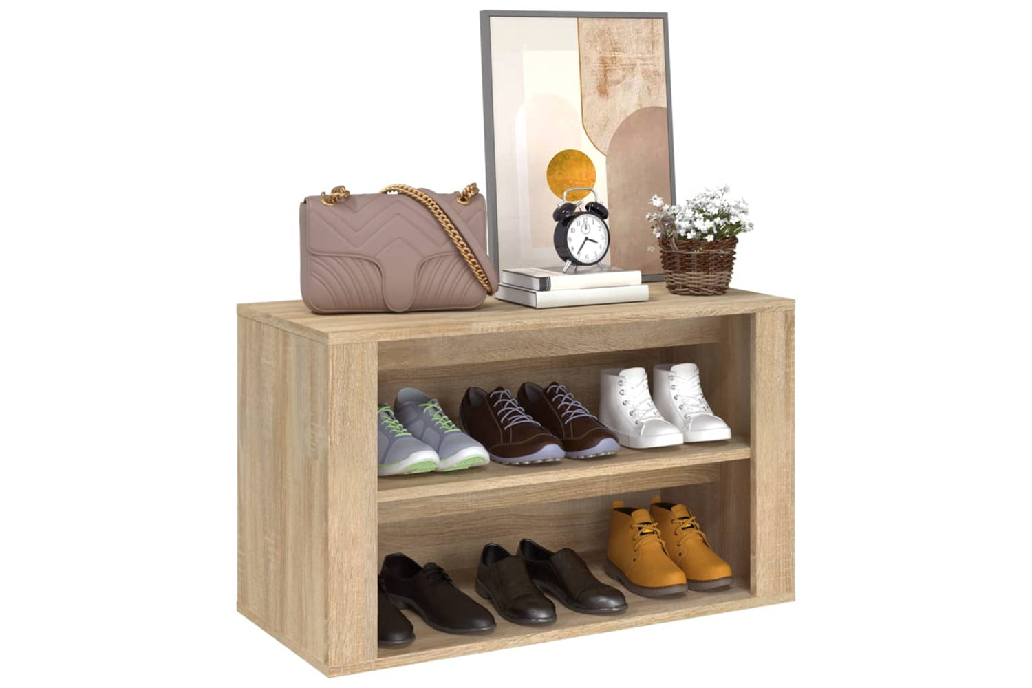 vidaXL 816899 Shoe Rack Sonoma Oak 75x35x45cm Engineered Wood-3